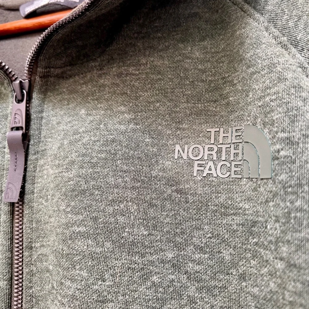 The North Face Tru North Mens XL Full‎ Zip Hoodie Green Wool Blend Fleece Jacket